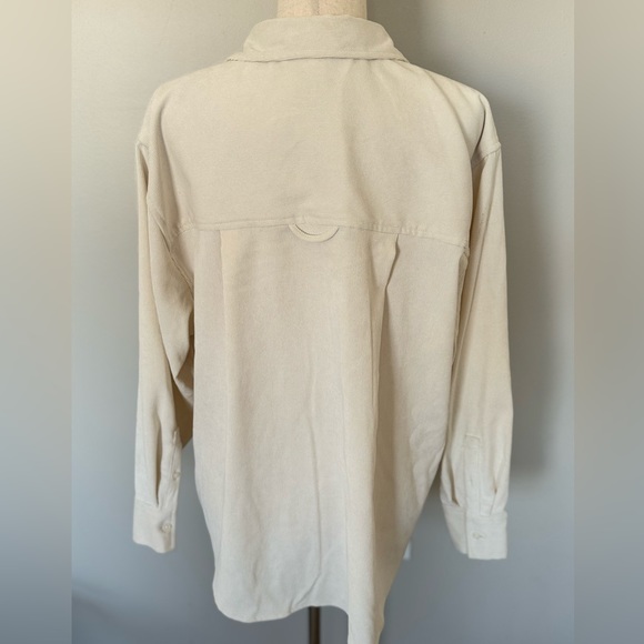 a new day | Long Sleeve Corduroy Button-Down Boyfriend Shirt | Cream | Medium - Picture 3 of 3